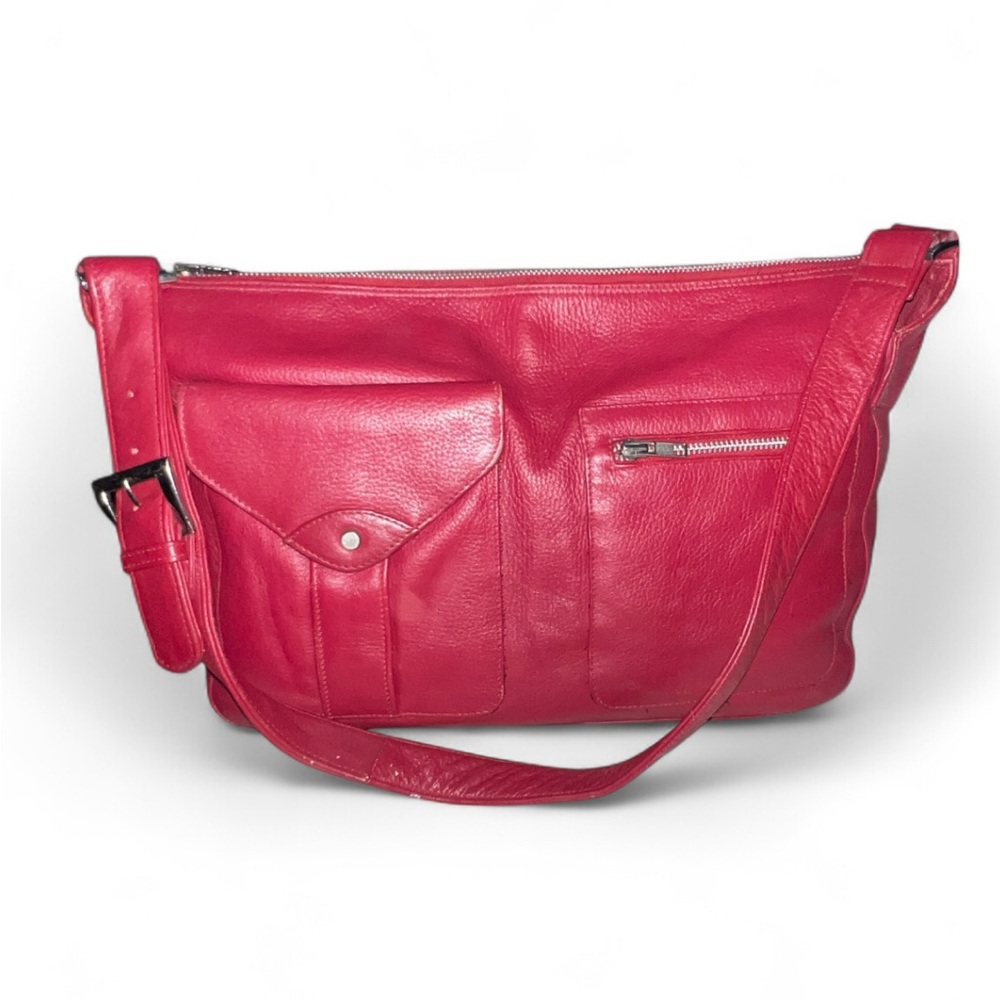 Michael Rome Vibrant Red Leather Shoulder Bag